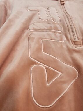 Fila Peach Pink Velour Quarter-Zip Pullover